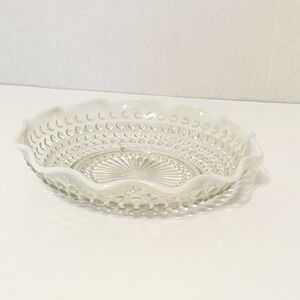 Vintage Anchor Hocking Opalescent Moonstone Hobnail Glass Bowl